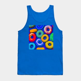 Colorful Donuts Blue Tank Top